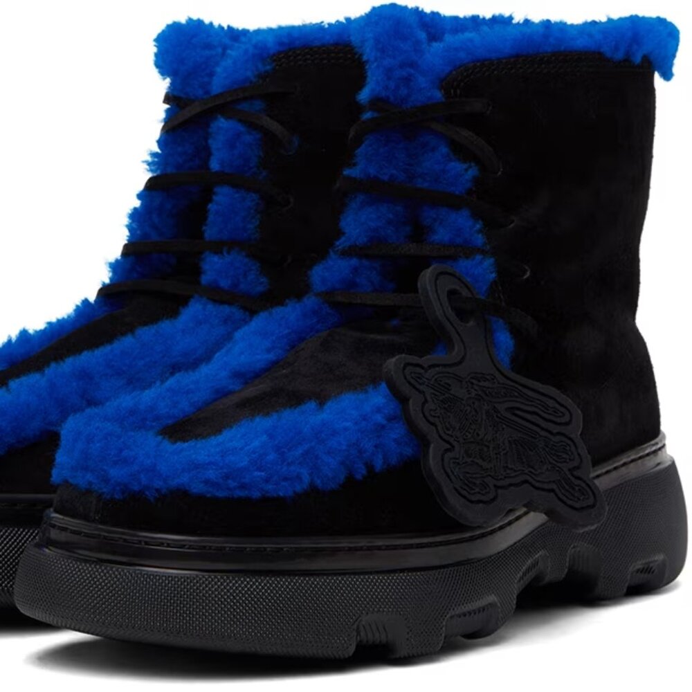 Burberry Men's Creeper Shearling Boots Black/Knight Size 43